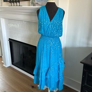 NWT Lilly Pulitzer sz12 Valeri Midi Dress Turquoise Clip Dot